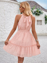 Women's dress casual vacation hanging neck sleeveless waist tie